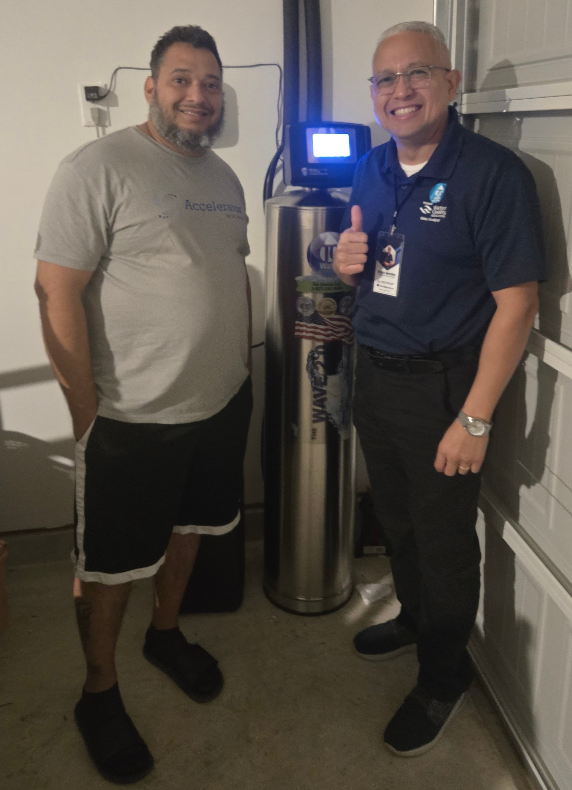 Happy family with newly installed whole-home water softener